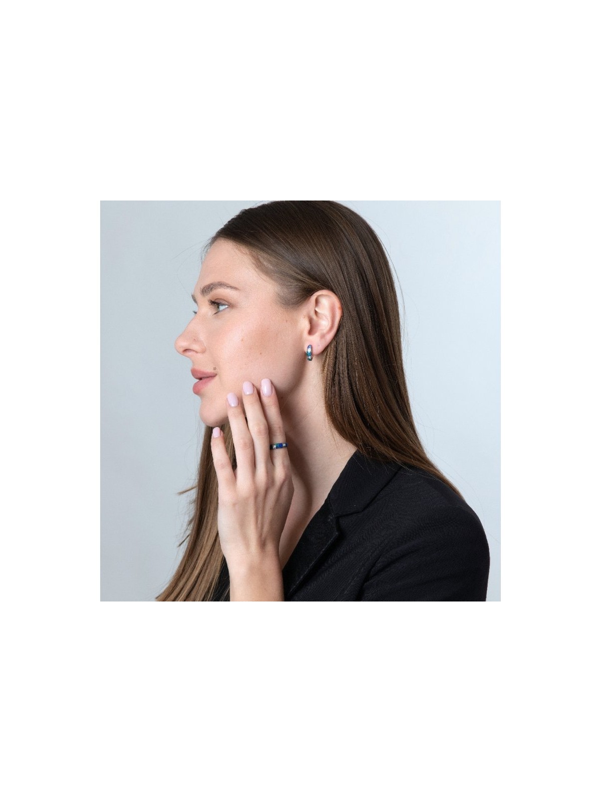 טבעת כסף סטרלינג מעוגלת עם אבן אילת וד... | טבעות יהודיות